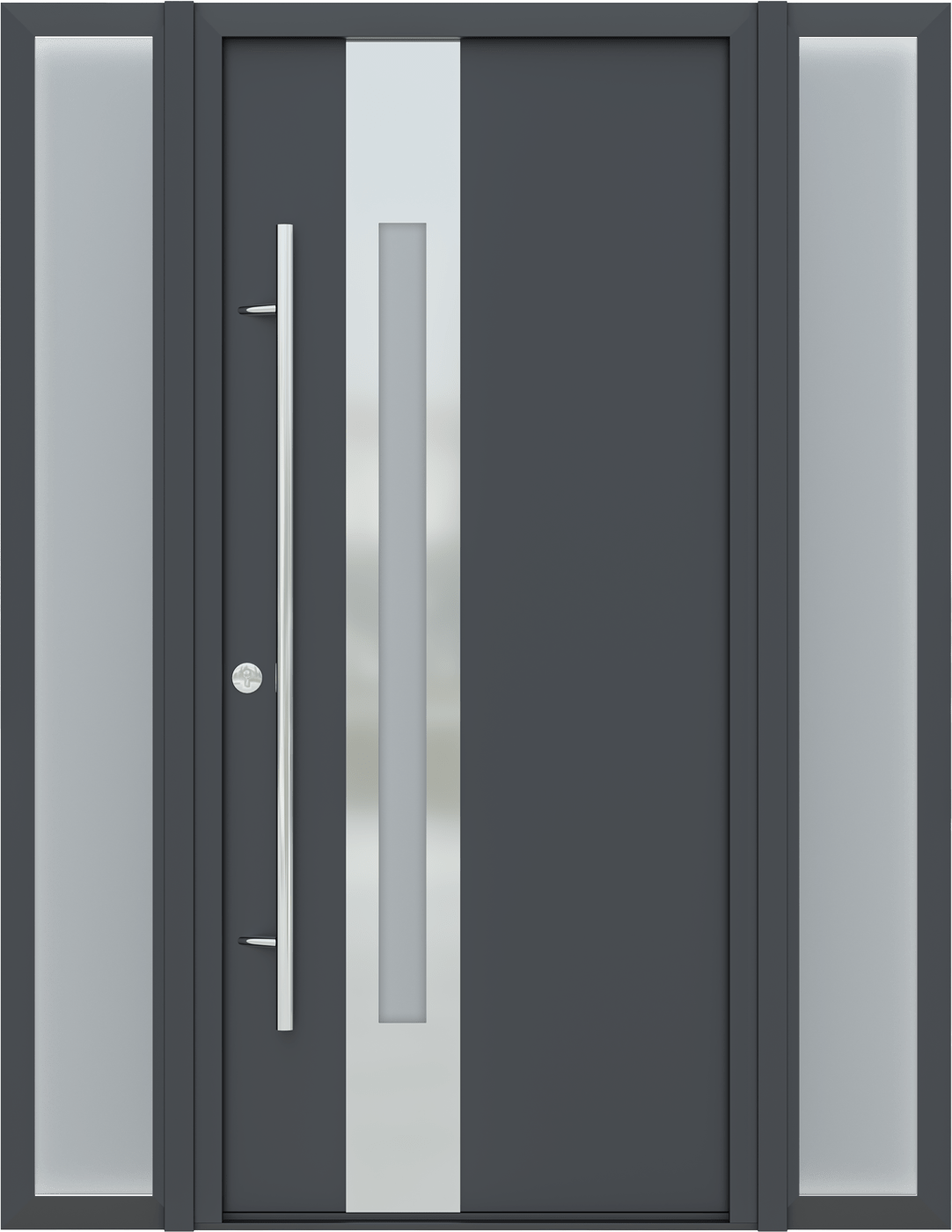MODERN FRONT STEEL DOOR WITH 2 SIDELITES ZEPHYR ANTRACIT/WHITE 61 1/16" X 81 11/16" RHI