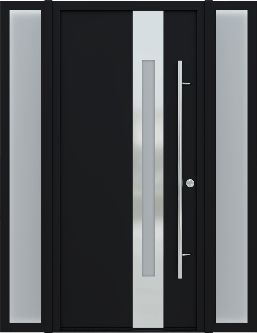MODERN FRONT STEEL DOOR WITH 2 SIDELITES ZEPHYR BLACK/WHITE 61 1/16" X 81 11/16" LHI
