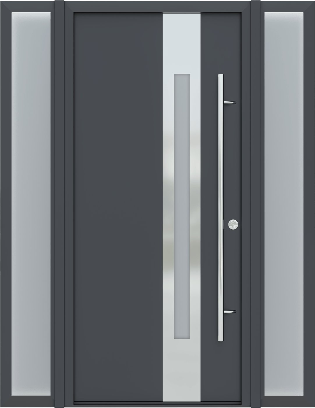 MODERN FRONT STEEL DOOR WITH SIDELITES ZEPHYR ANTRACIT/WHITE 61 1/16" X 81 11/16" LHI