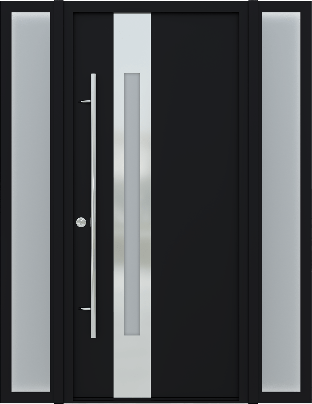 MODERN FRONT STEEL DOOR WITH SIDELITES ZEPHYR BLACK/WHITE 61 1/16" X 81 11/16" RHI