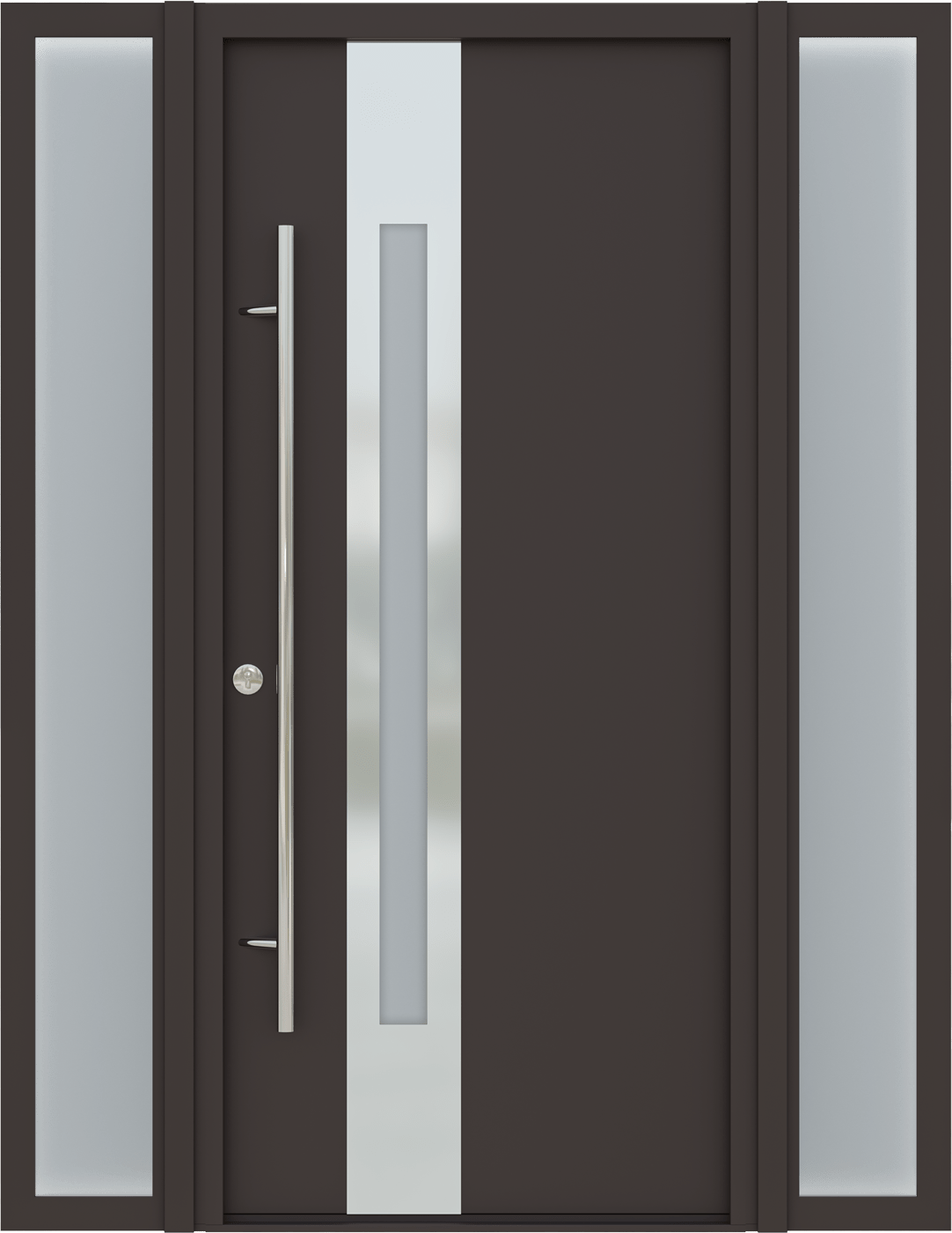 MODERN FRONT STEEL DOOR WITH SIDELITES ZEPHYR BROWN/WHITE 61 1/16" X 81 11/16" RHI