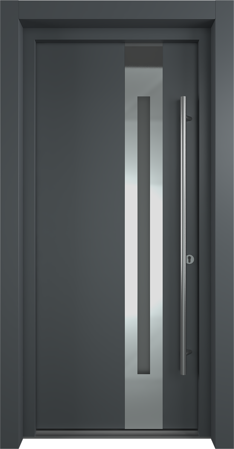 MODERN FRONT STEEL DOOR ZEPHYR ANTRACIT/WHITE 37 7/16" X 81 11/16" LHI + HARDWARE