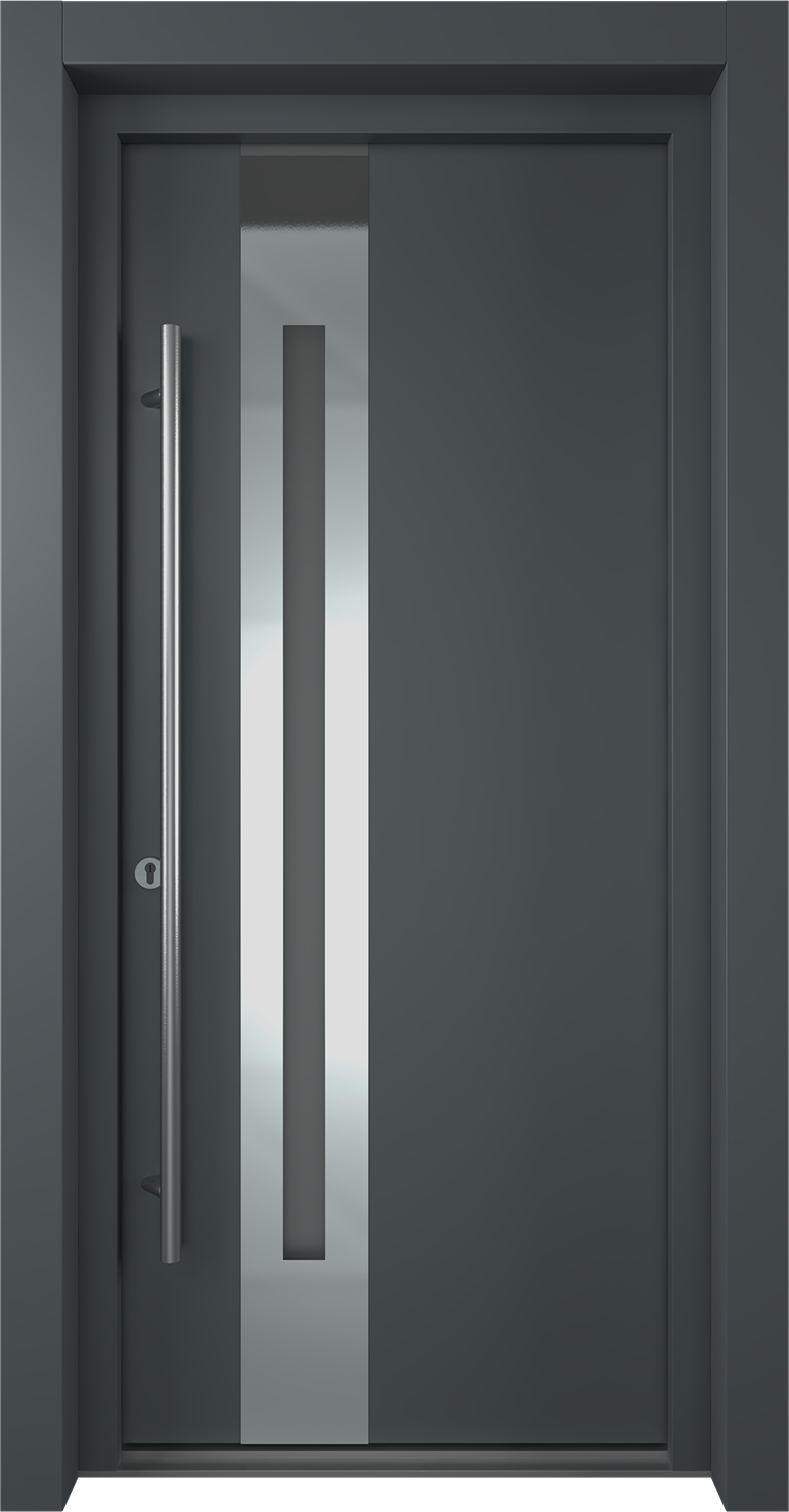 MODERN FRONT STEEL DOOR ZEPHYR ANTRACIT/WHITE 37 7/16" X 81 11/16" RHI + HARDWARE