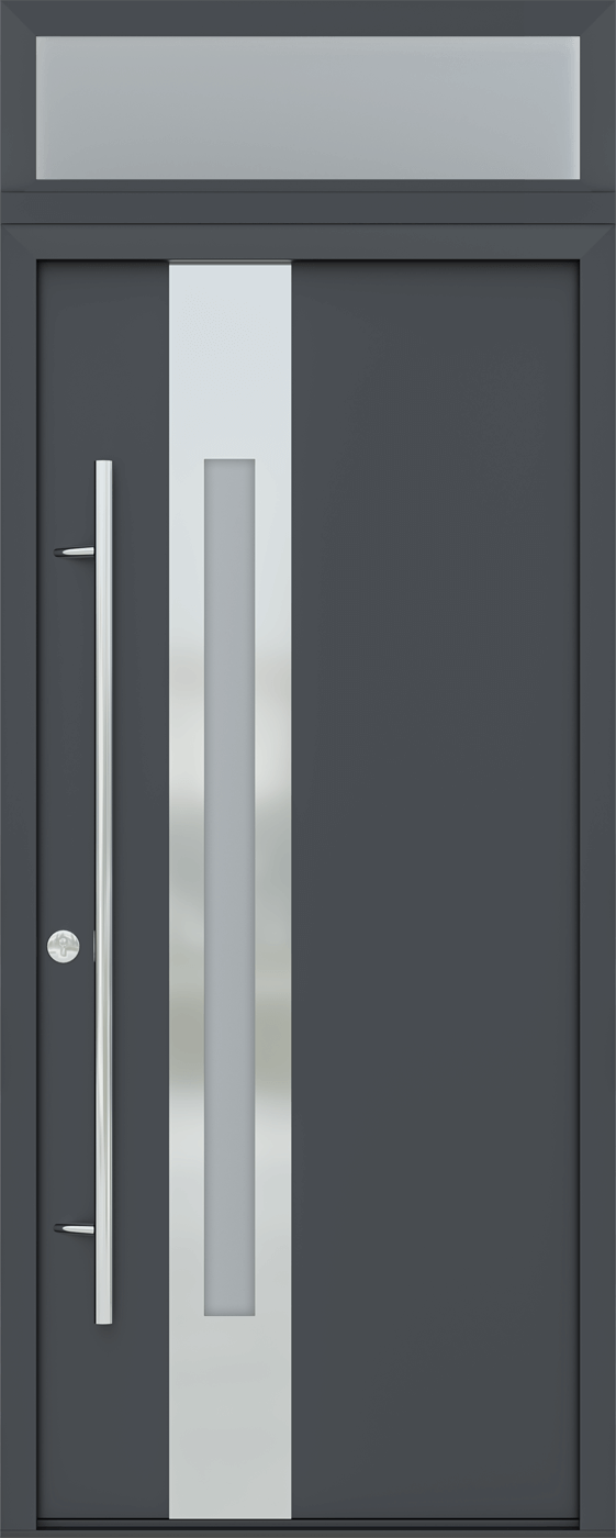 MODERN FRONT STEEL DOOR ZEPHYR ANTRACIT/WHITE 37 7/16" X 95 11/16" RHI + TRANSOM