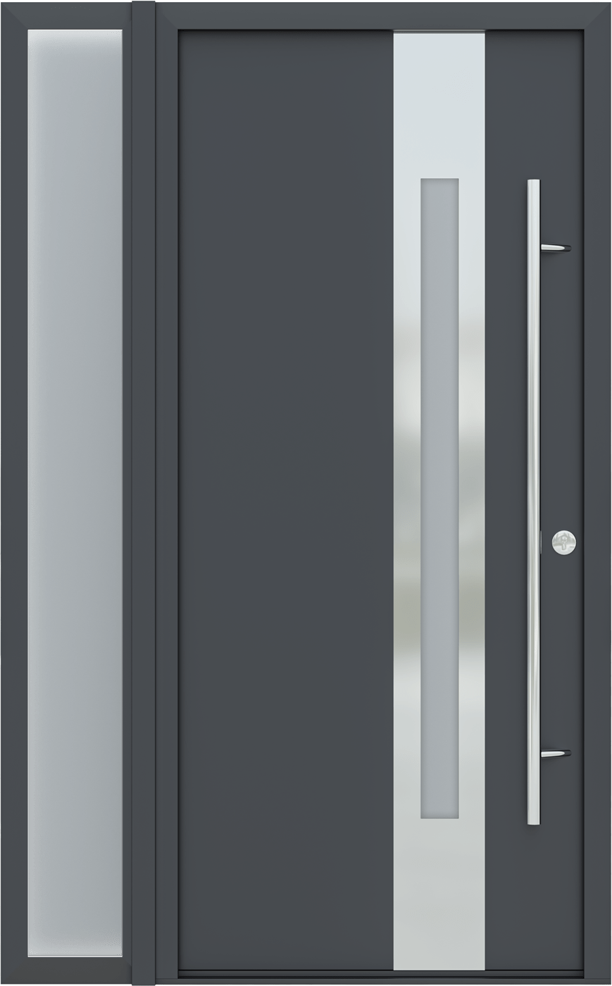 MODERN FRONT STEEL DOOR ZEPHYR ANTRACIT/WHITE 49 1/4" X 81 11/16" LHI + SIDELITE LEFT