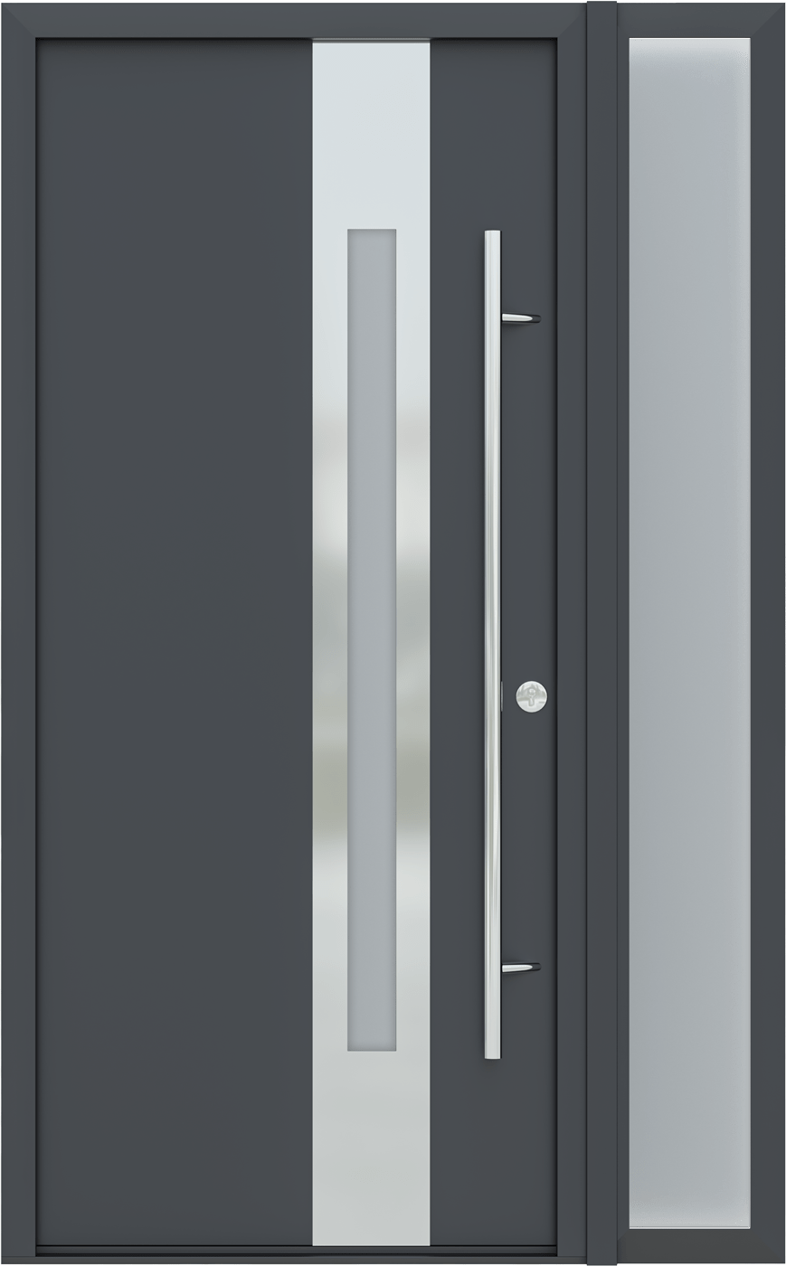 MODERN FRONT STEEL DOOR ZEPHYR ANTRACIT/WHITE 49 1/4" X 81 11/16" LHI + SIDELITE RIGHT