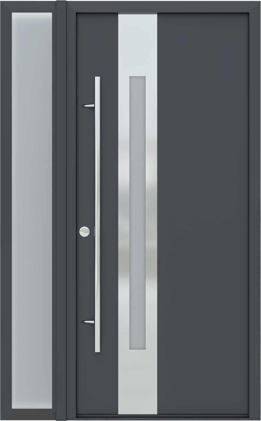 MODERN FRONT STEEL DOOR ZEPHYR ANTRACIT/WHITE 49 1/4" X 81 11/16" RHI + SIDELITE LEFT