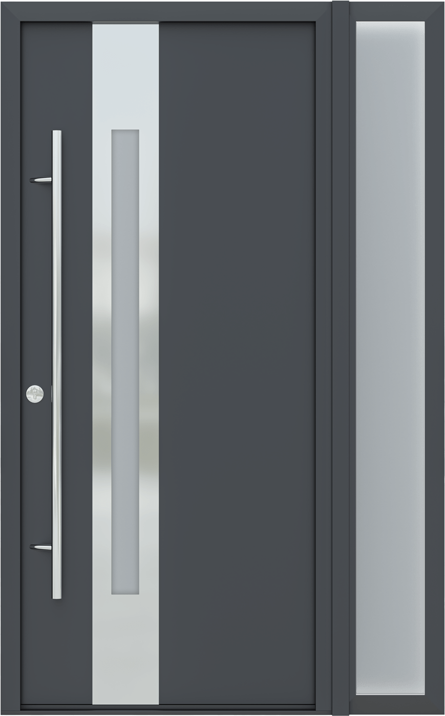MODERN FRONT STEEL DOOR ZEPHYR ANTRACIT/WHITE 49 1/4" X 81 11/16" RHI + SIDELITE RIGHT