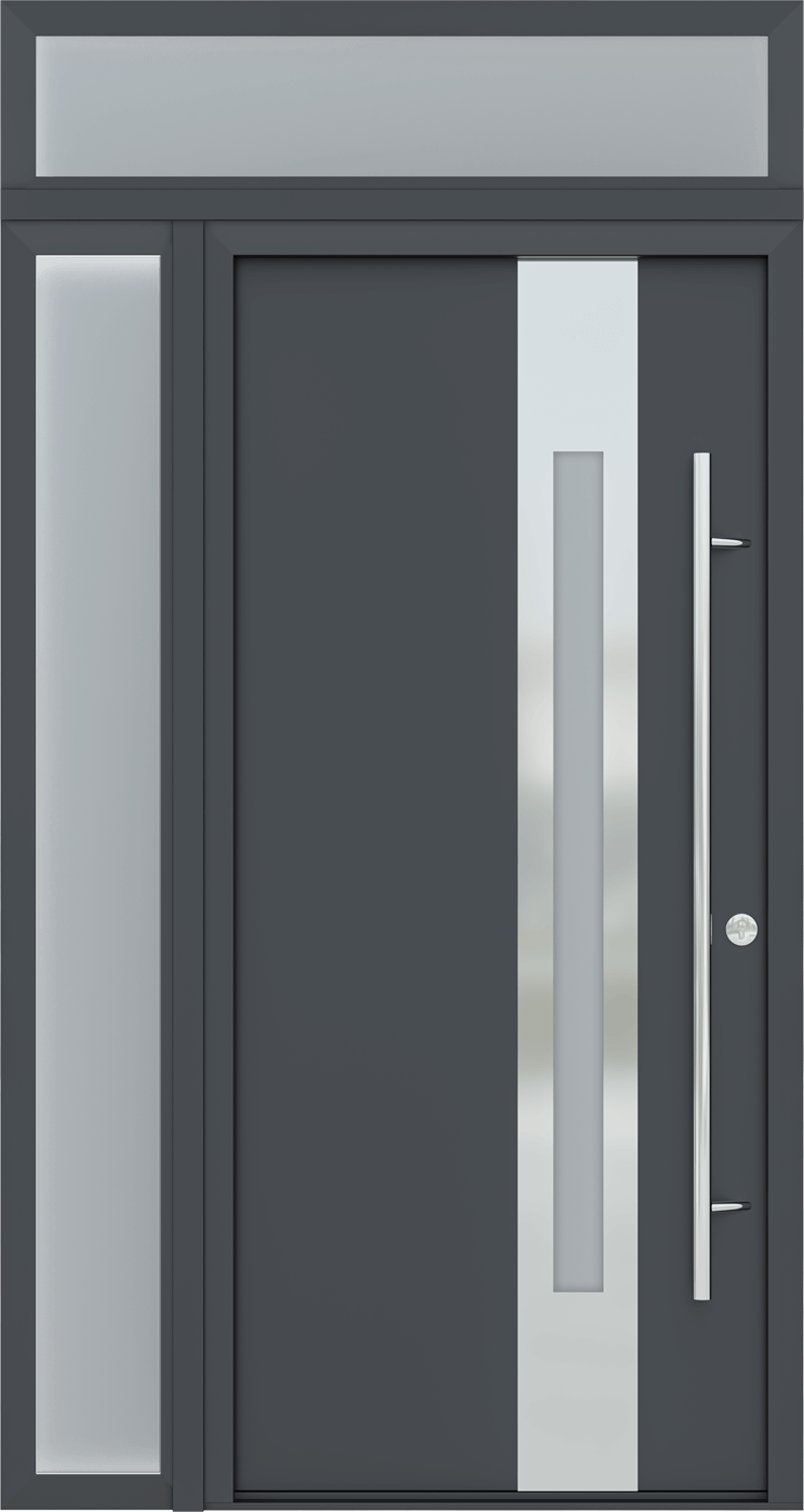 MODERN FRONT STEEL DOOR ZEPHYR ANTRACIT/WHITE 49 1/4" X 95 11/16" LHI + SIDELITE LEFT/TRANSOM