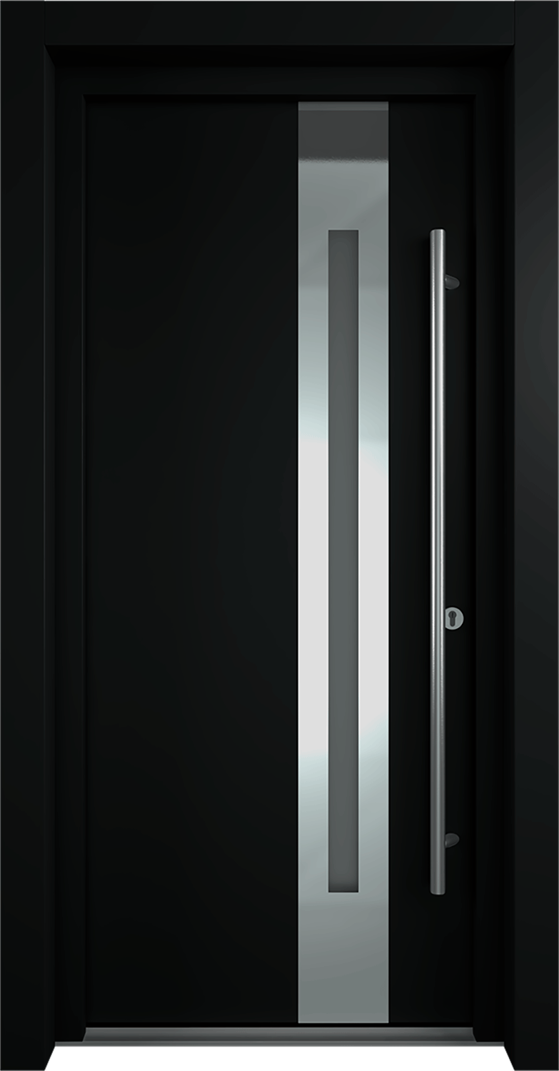 MODERN FRONT STEEL DOOR ZEPHYR BLACK/WHITE 37 7/16" X 81 11/16" LHI + HARDWARE