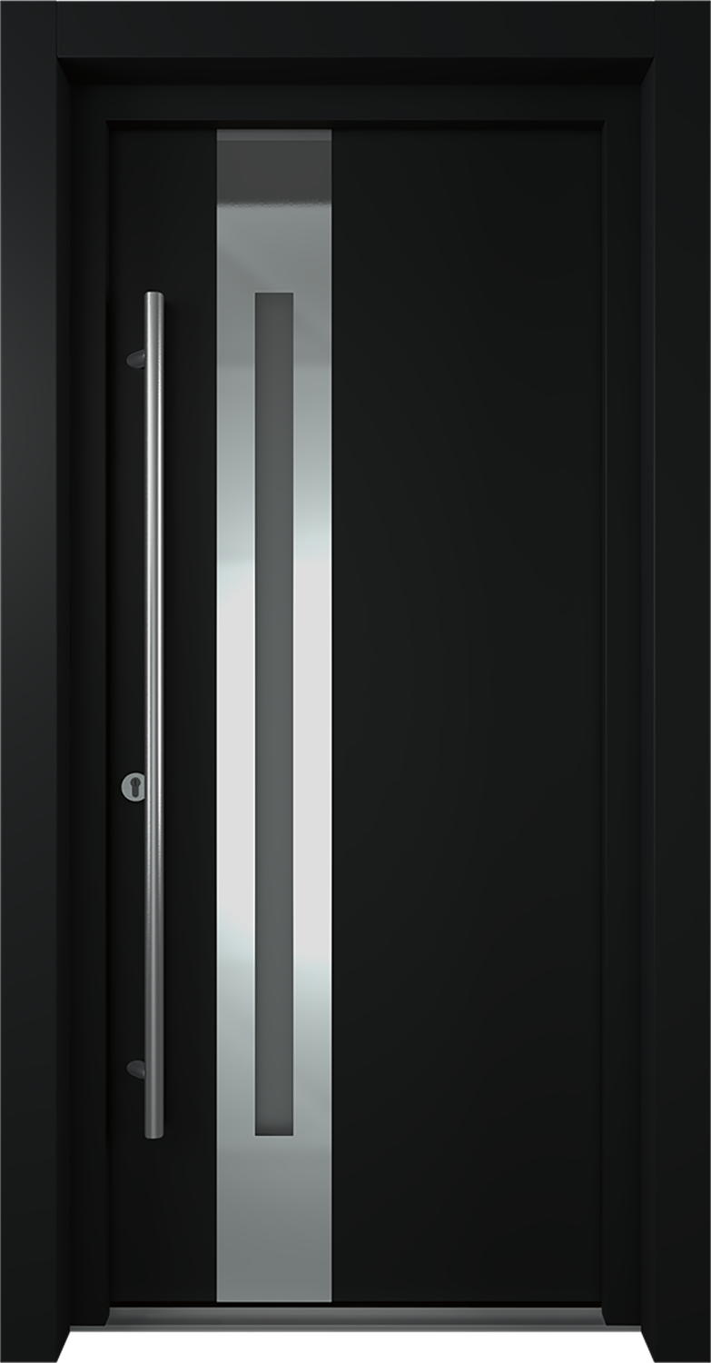 MODERN FRONT STEEL DOOR ZEPHYR BLACK/WHITE 37 7/16" X 81 11/16" RHI + HARDWARE