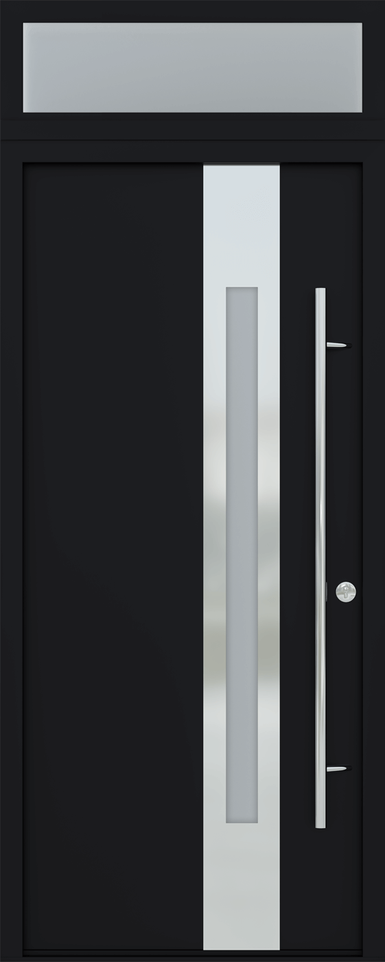 MODERN FRONT STEEL DOOR ZEPHYR BLACK/WHITE 37 7/16" X 95 11/16" LHI + TRANSOM