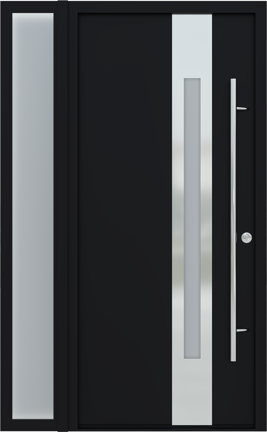 MODERN FRONT STEEL DOOR ZEPHYR BLACK/WHITE 49 1/4" X 81 11/16" LHI + SIDELITE LEFT