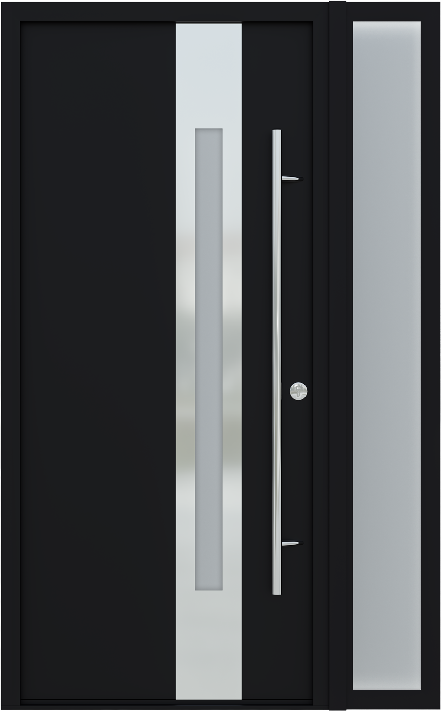 MODERN FRONT STEEL DOOR ZEPHYR BLACK/WHITE 49 1/4" X 81 11/16" LHI + SIDELITE RIGHT