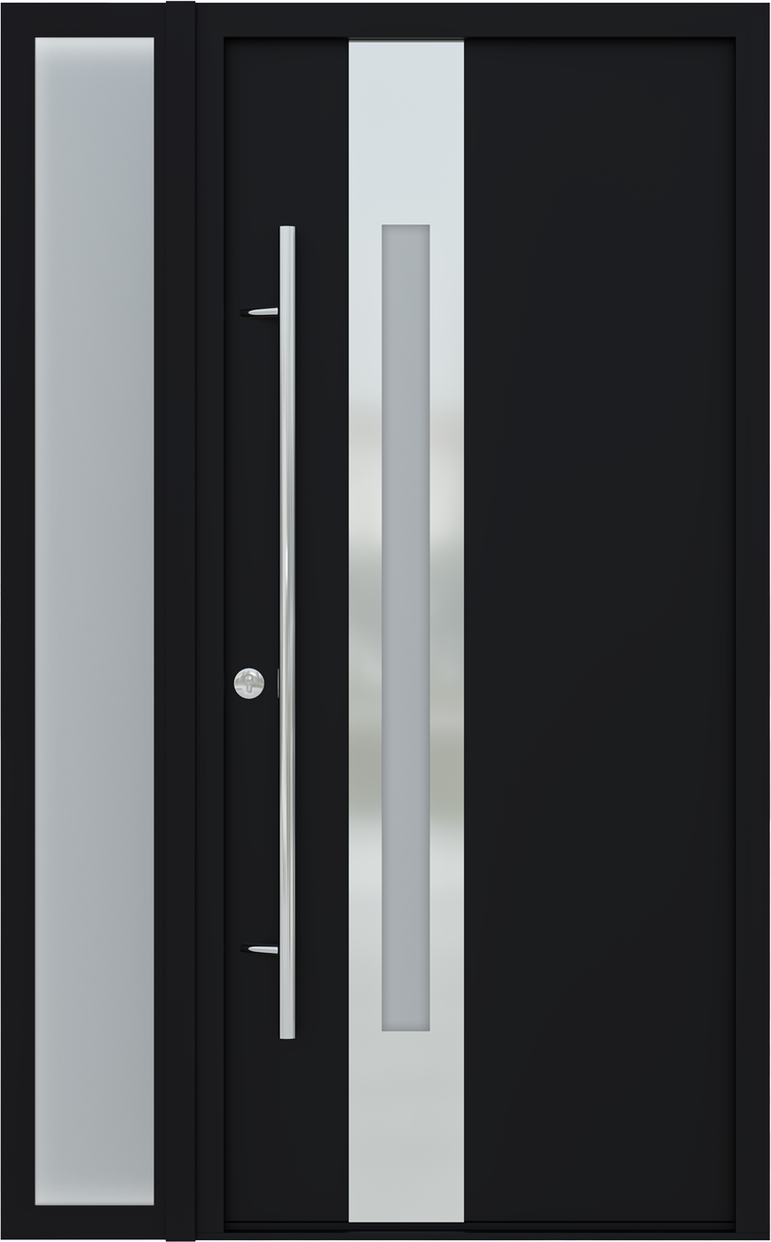 MODERN FRONT STEEL DOOR ZEPHYR BLACK/WHITE 49 1/4" X 81 11/16" RHI + SIDELITE LEFT