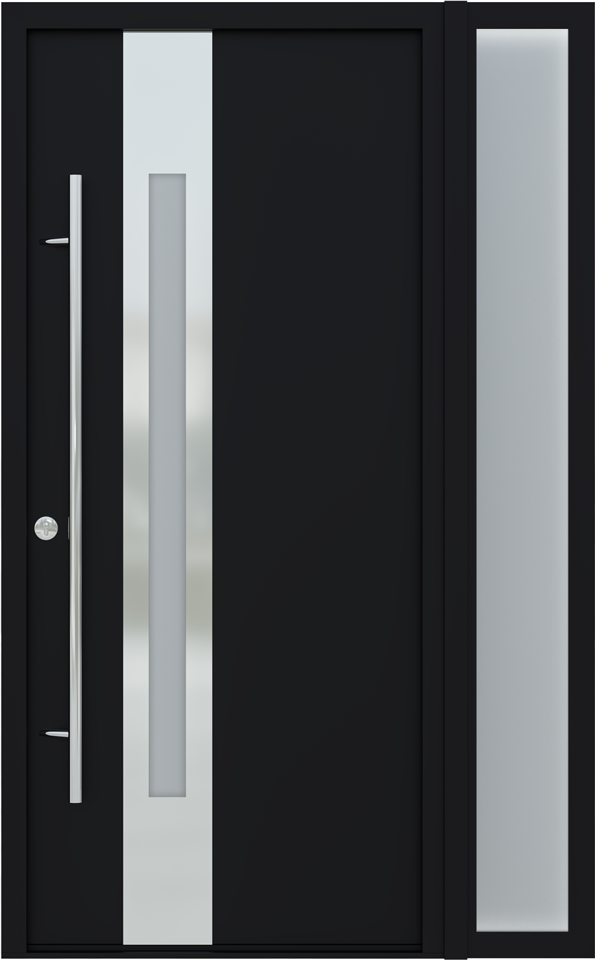 MODERN FRONT STEEL DOOR ZEPHYR BLACK/WHITE 49 1/4" X 81 11/16" RHI + SIDELITE RIGHT