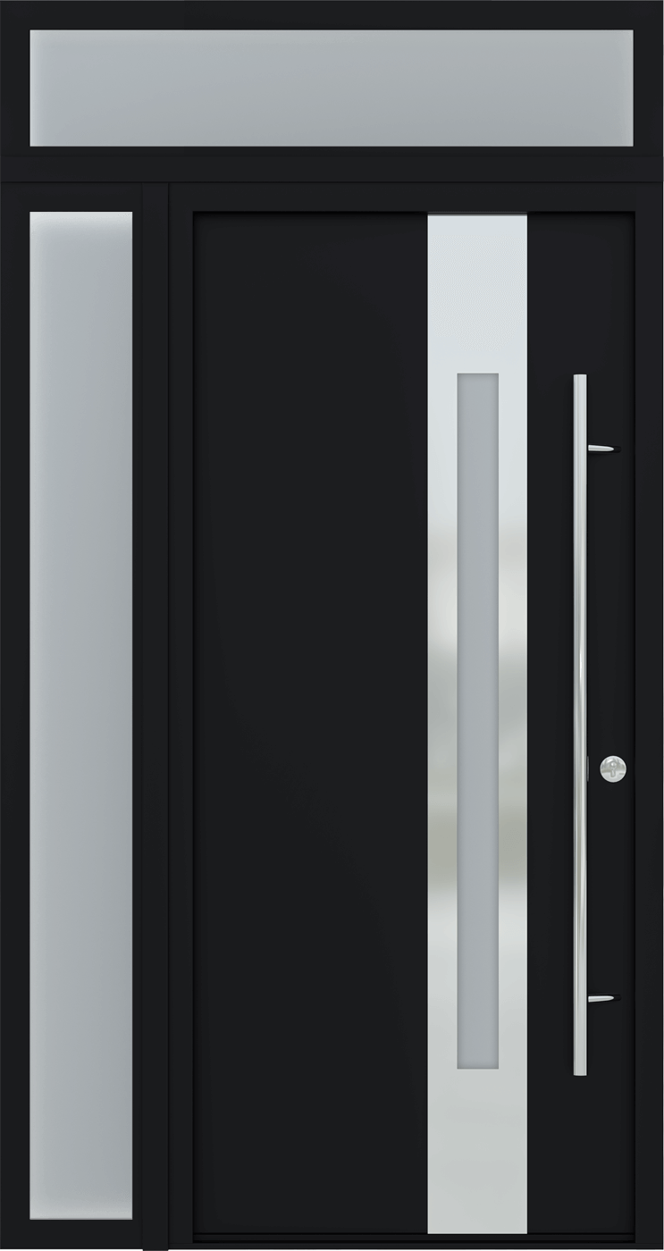 MODERN FRONT STEEL DOOR ZEPHYR BLACK/WHITE 49 1/4" X 95 11/16" LHI + SIDELITE LEFT/TRANSOM