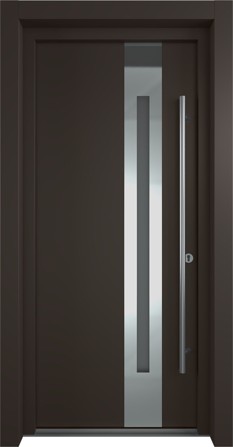MODERN FRONT STEEL DOOR ZEPHYR BROWN/WHITE 37 7/16" X 81 11/16" LHI + HARDWARE