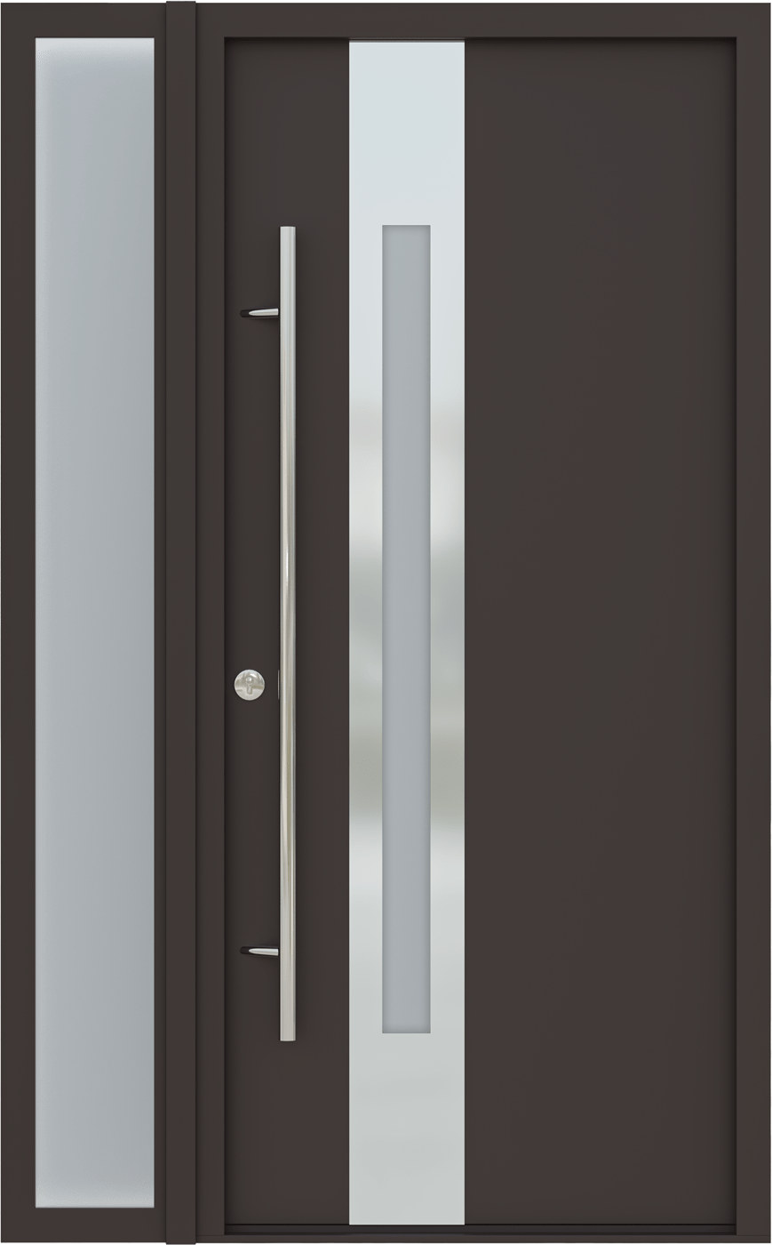 MODERN FRONT STEEL DOOR ZEPHYR BROWN/WHITE 49 1/4" X 81 11/16" RHI + SIDELITE LEFT